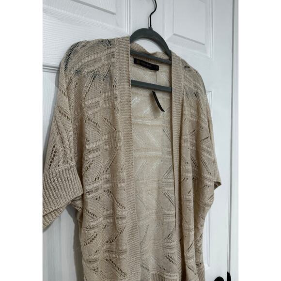 The Limited Outback Red 100% Linen Short Sleeve Open Knit Cardigan XL NWT - Picture 3 of 4